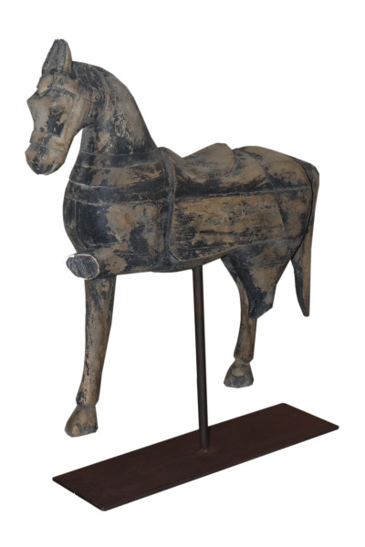 Ancien Cheval en bois de teck .INDE
