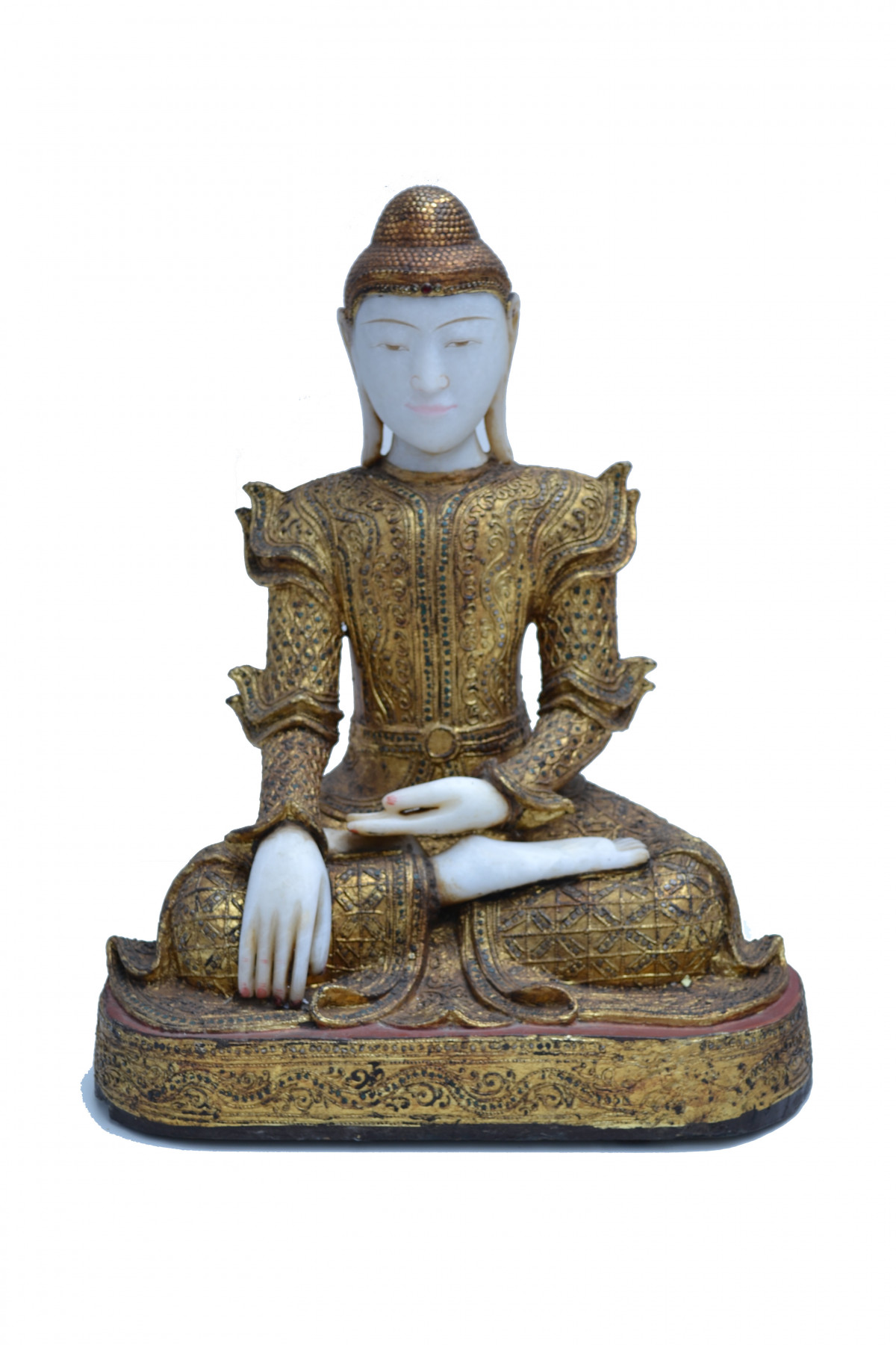 Buddha bois-tête, mains, pieds en marbre 20è Siècle 1