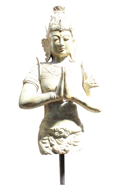 Grand buste Dewi en bronze. Indonésie