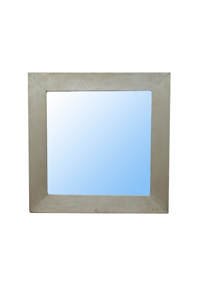 Miroir carré en bois et  nickel 