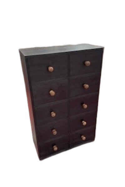 Solid Sheesham Wood Chest with 10 Drawers – Wenge Finish