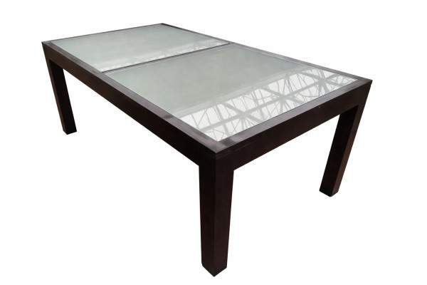Solid Sheesham Wood Dining Table – Frosted Glass